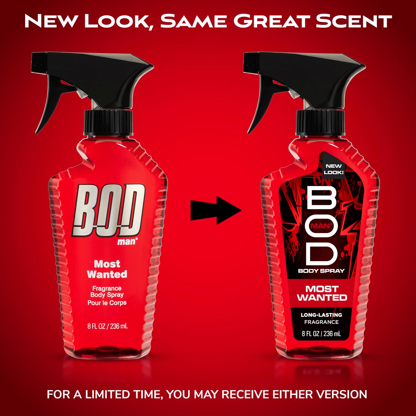 BOD man Fragrance Body Spray, Most Wanted, 8 fl oz (Pack of 2)