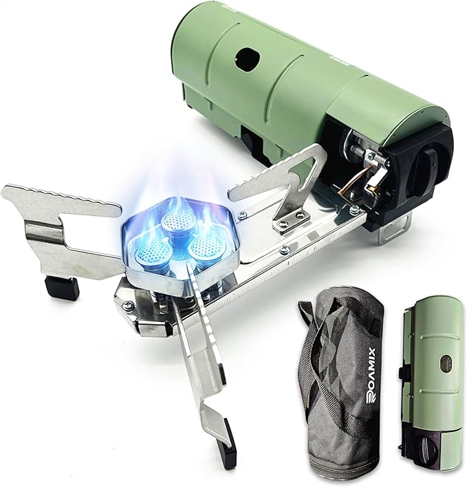 Roamix 17,700 BTU Foldable Butane Camping Stove – 5,200W Portable Gas Burner with Carrying Bag for Outdoor Cooking, Backpa...