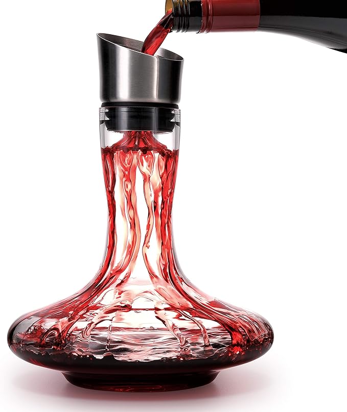 Wine Decanter Built-in Aerator Pourer, Wine Carafe, Red Wine Decanter,100% Lead-free Crystal Glass, Wine Hand-held Aerato...