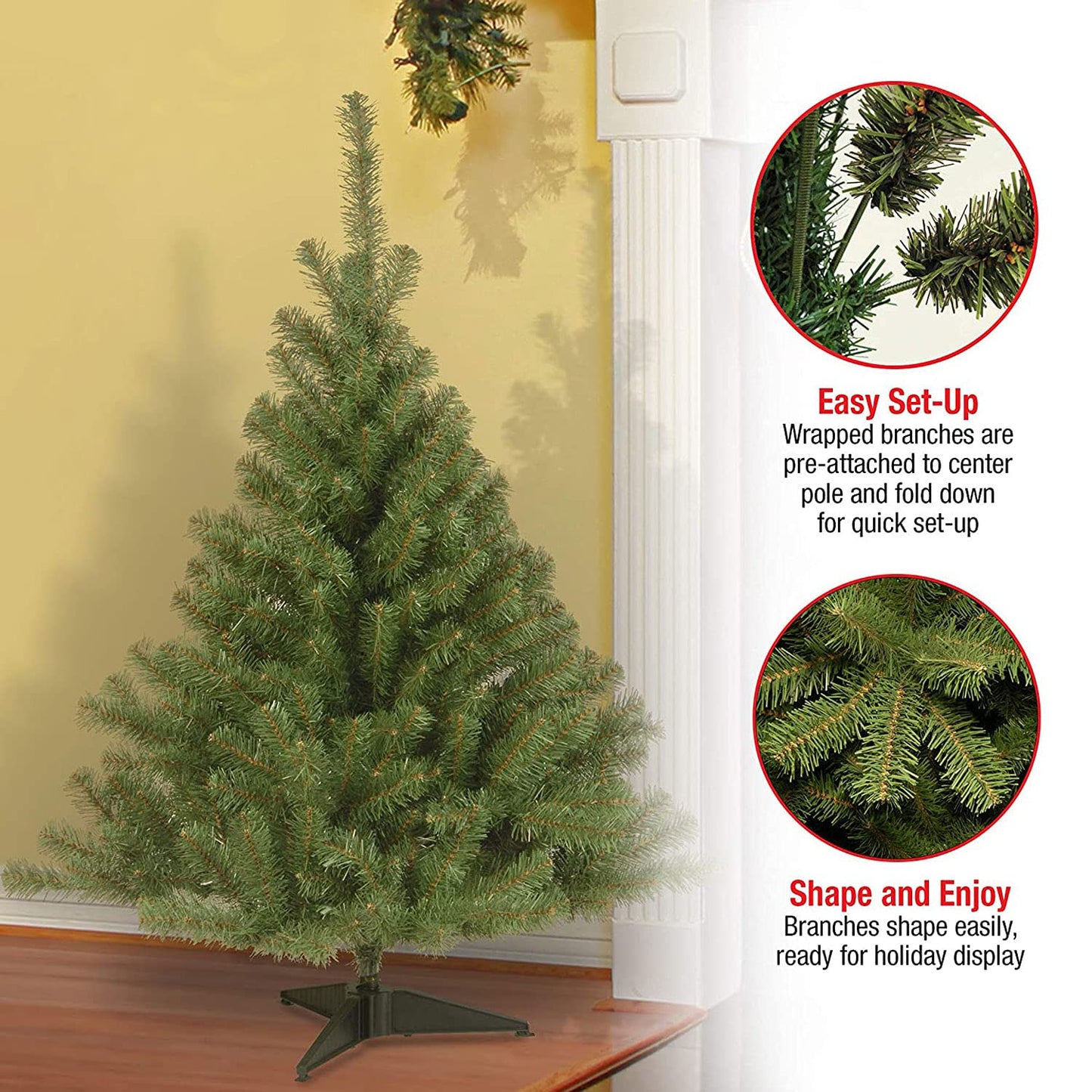 National Tree Company Artificial Mini Christmas Tree, Green, Kincaid Spruce, Includes Stand, 4 Feet