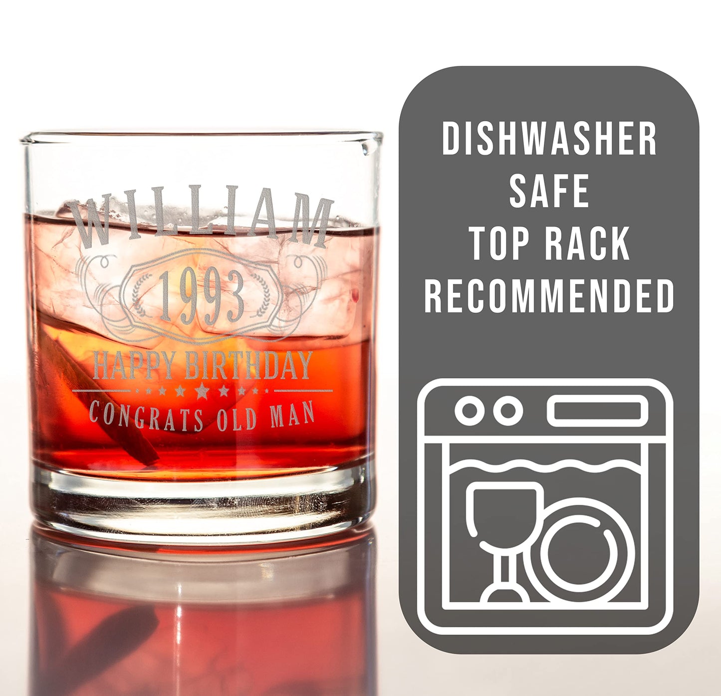 Personalized Etched 11oz Whiskey Glass–Customized Gifts for Men Him, Father’s Day, Custom Name Cup, Happy 40th Birthday Gift Idea for Dad Brother Adult Son, Turning Years Old Bday Party, Bernard