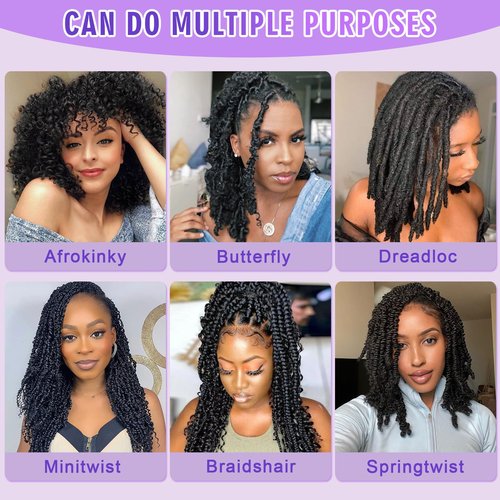 Afro Kinkys Bulk Human Hair 12Inch 30g/pack 100% Natural Black Human Hair For Making Micro Locs, Twists, Braids, Dreadlocks Extensions, Locs Repair, Crochet Braiding Hair（12 Inch，Pack/4）