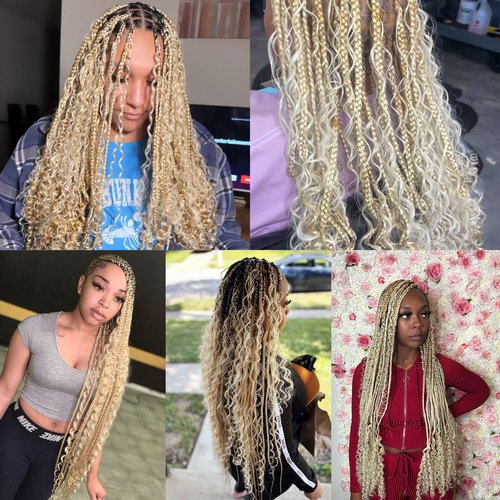 613 Blonde Braiding Hair 22 Inch 100g Deep Water Wave Bulk Human Hair for Braiding Curly Human Hair for Boho Braids Wet and Wavy Human Hair Extensions No Weft Micro Braiding Hair