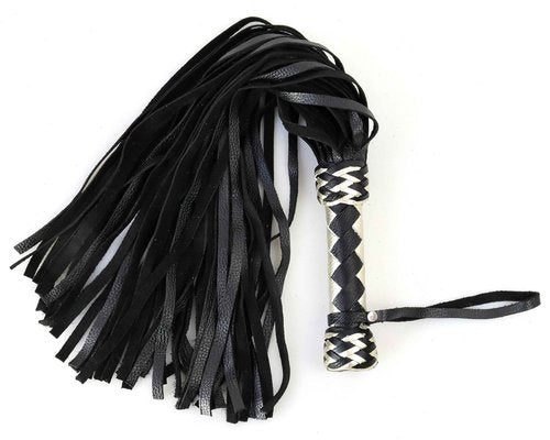 MarquiseDeBliss Genuine Leather Handcrafted Gentle Horse Whip - Thick Equestrian Training and Riding Essential - Riding Tools (27.6 Inches, Black and Gold)