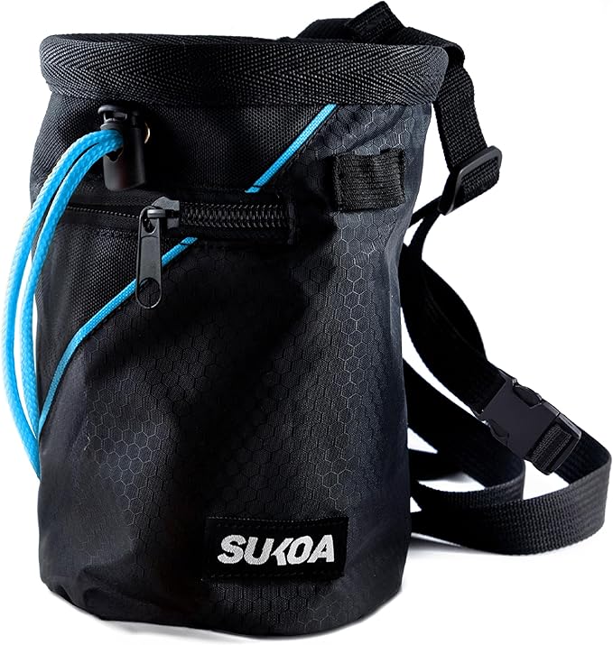 Chalk Bag for Rock Climbing - Rock Climbing Gifts Gear Accessories - Quick-Clip Belt, Large Zippered Pockets & Brush Holde...