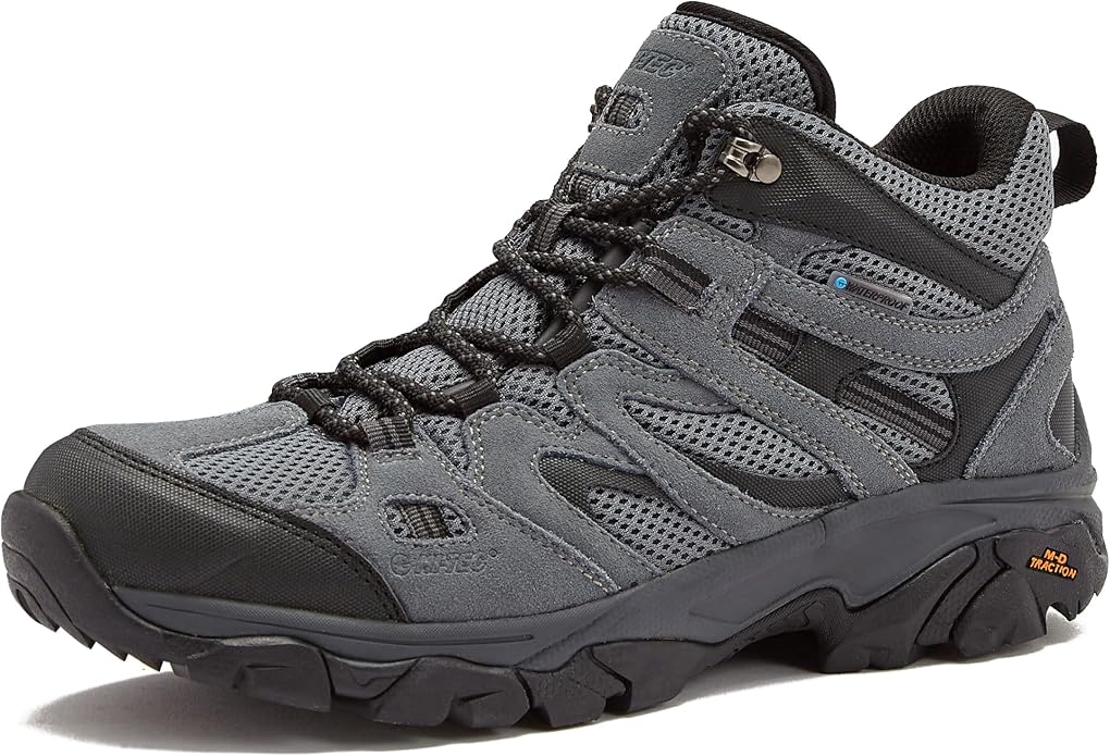 HI-TEC Ravus WP Mid Waterproof Hiking Boots for Men, Lightweight Breathable Outdoor Trekking Shoes