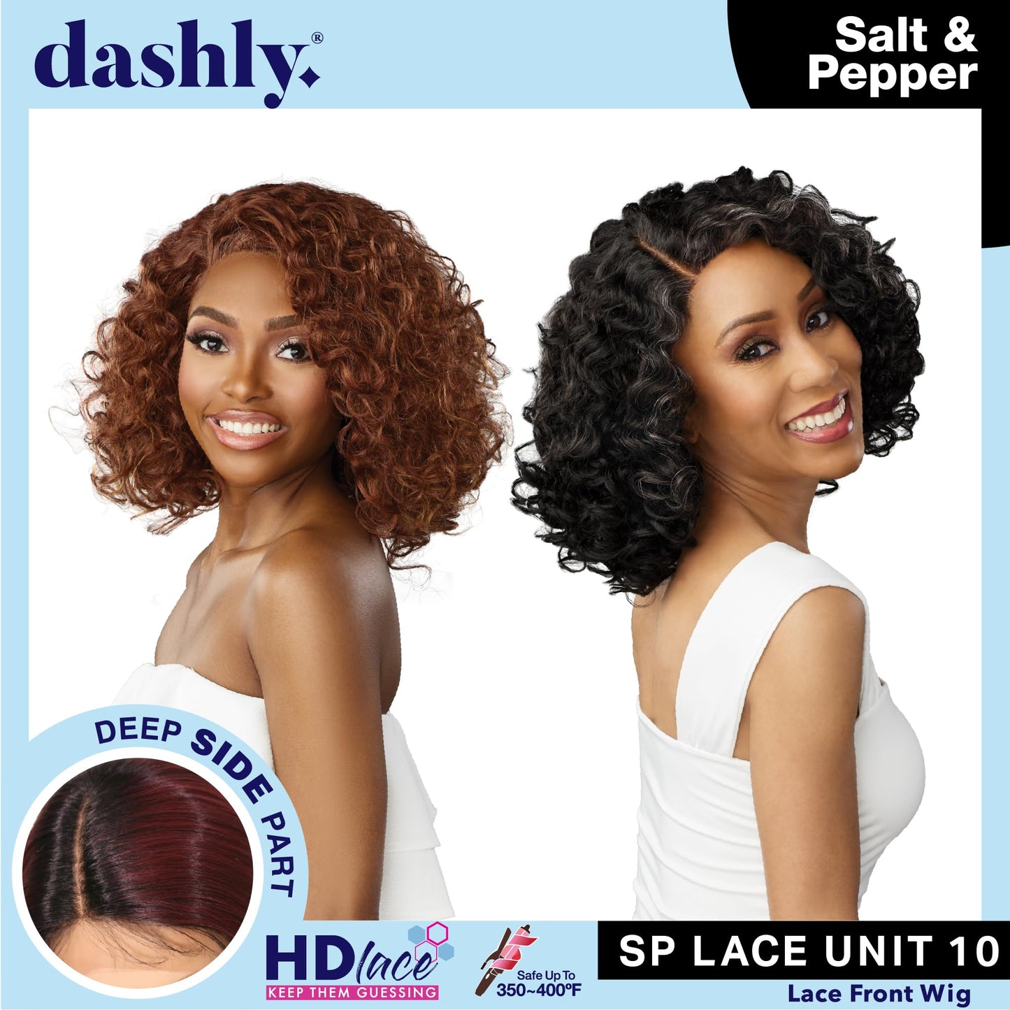 Sensationnel Dashly Lace Saltandpepper Wig - Sp Unit 10 Hand Tied Laceparting Ear to Ear Synthetic (HL34/51)