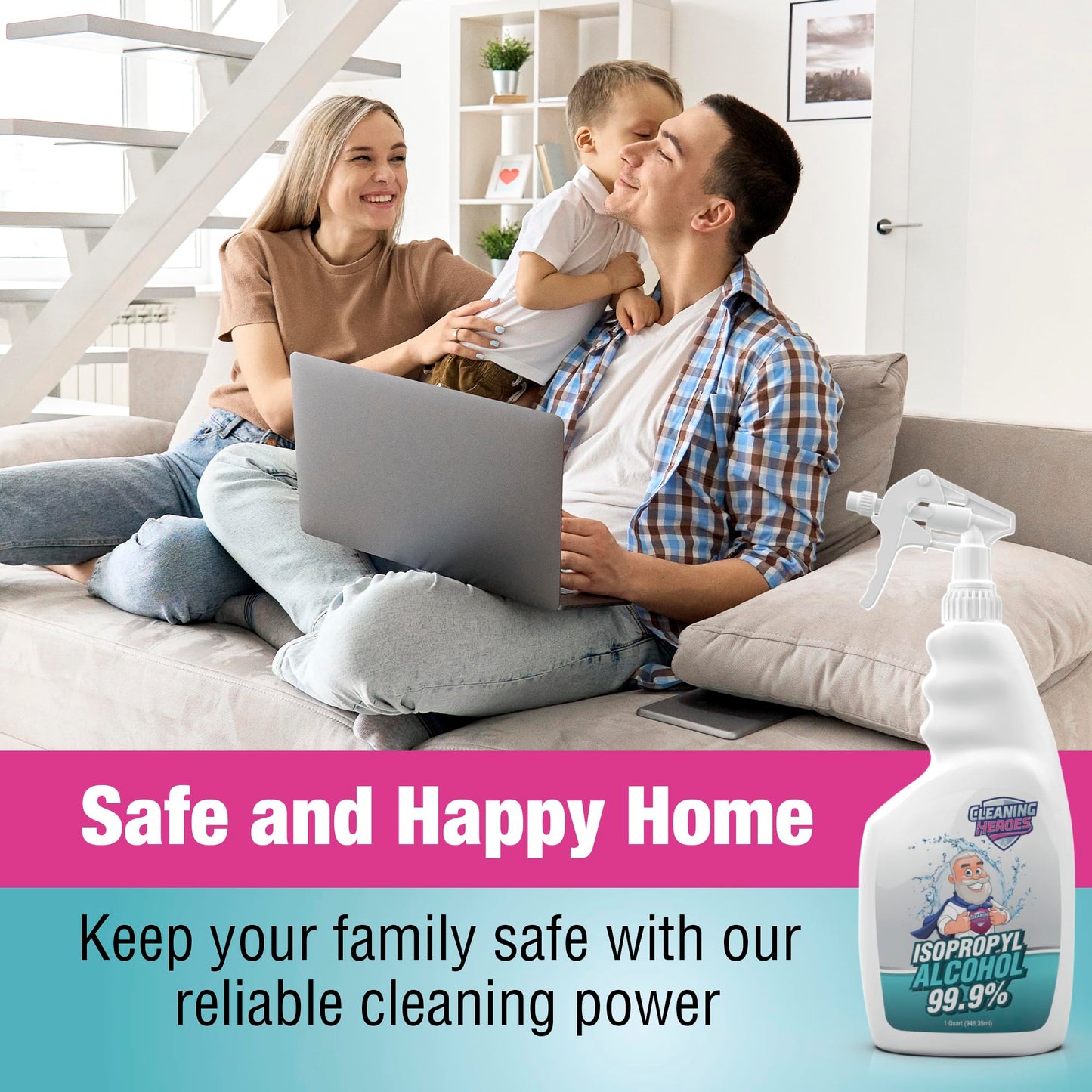 CLEANING HEROES 99% Isopropyl Alcohol Spray, 32 Fl. Oz - Ultimate Rubbing Alcohol Cleaner for Electronics, Wounds, and Household Use