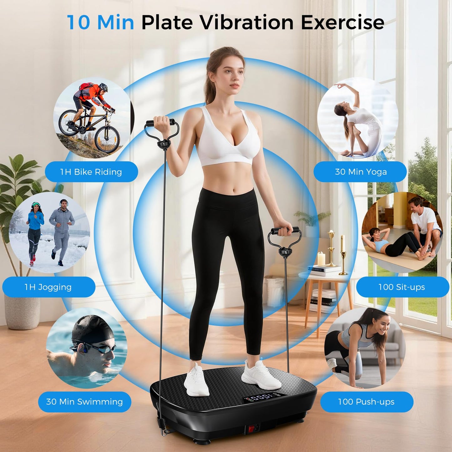 Vibration Plate Exercise Machine Whole Body Vibration Platform for Lymphatic Drainage Weight Loss, 120 Level Home Gym Fitness Equipment Workout Machine with LED Screen Remote Control Resistance