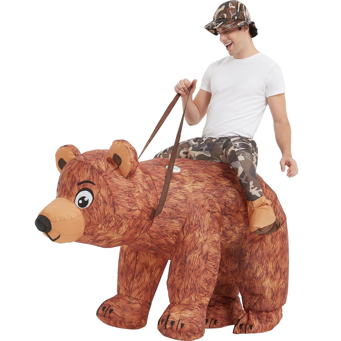 One Casa Bear Inflatable Costume Riding Bear Air Blow up Funny Fancy Dress Party Halloween Costume for Adult