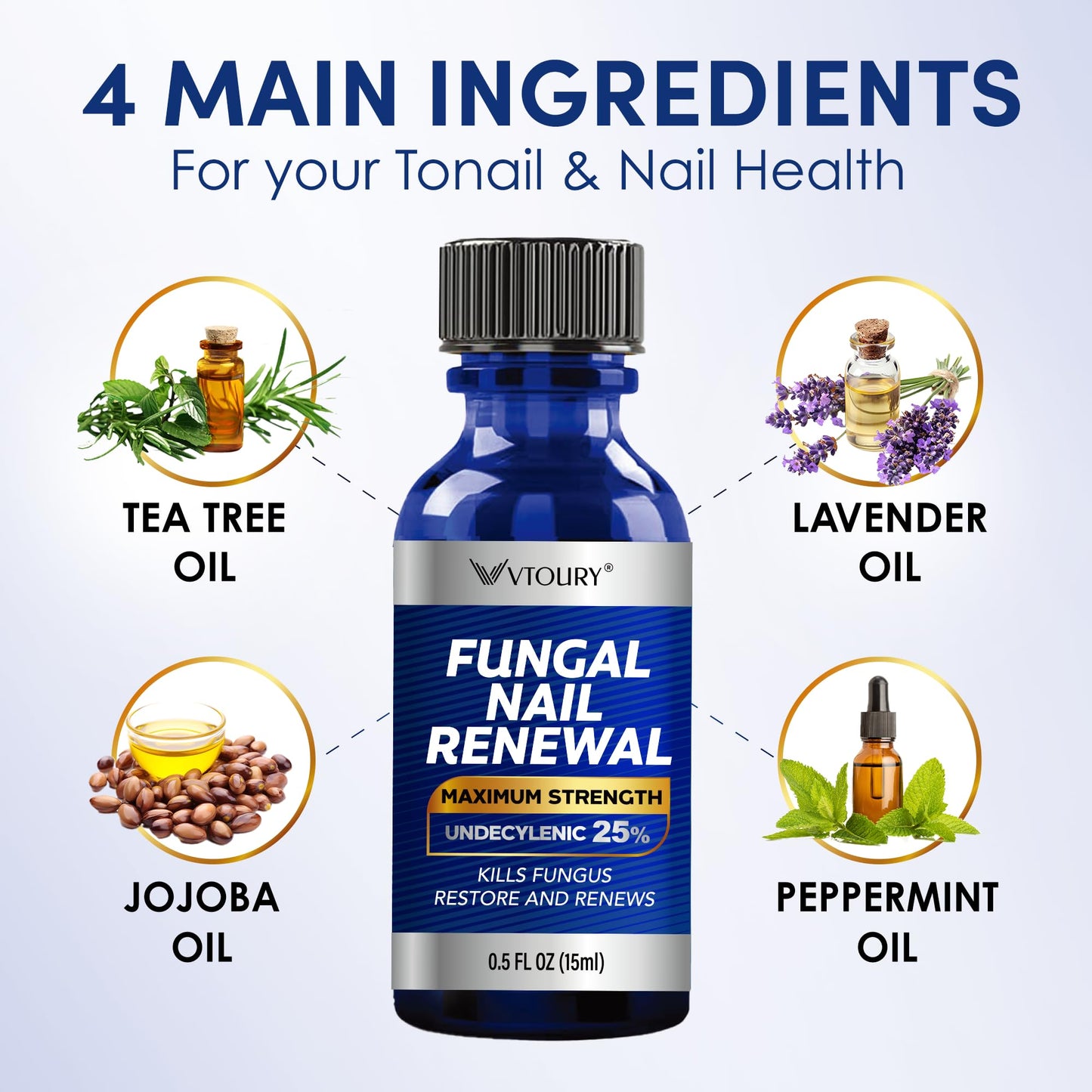 Toenail Fungus Treatment Extra Strength - Nail & Toe Solution with Undecylenic Acid 25% and Tea Tree Oil