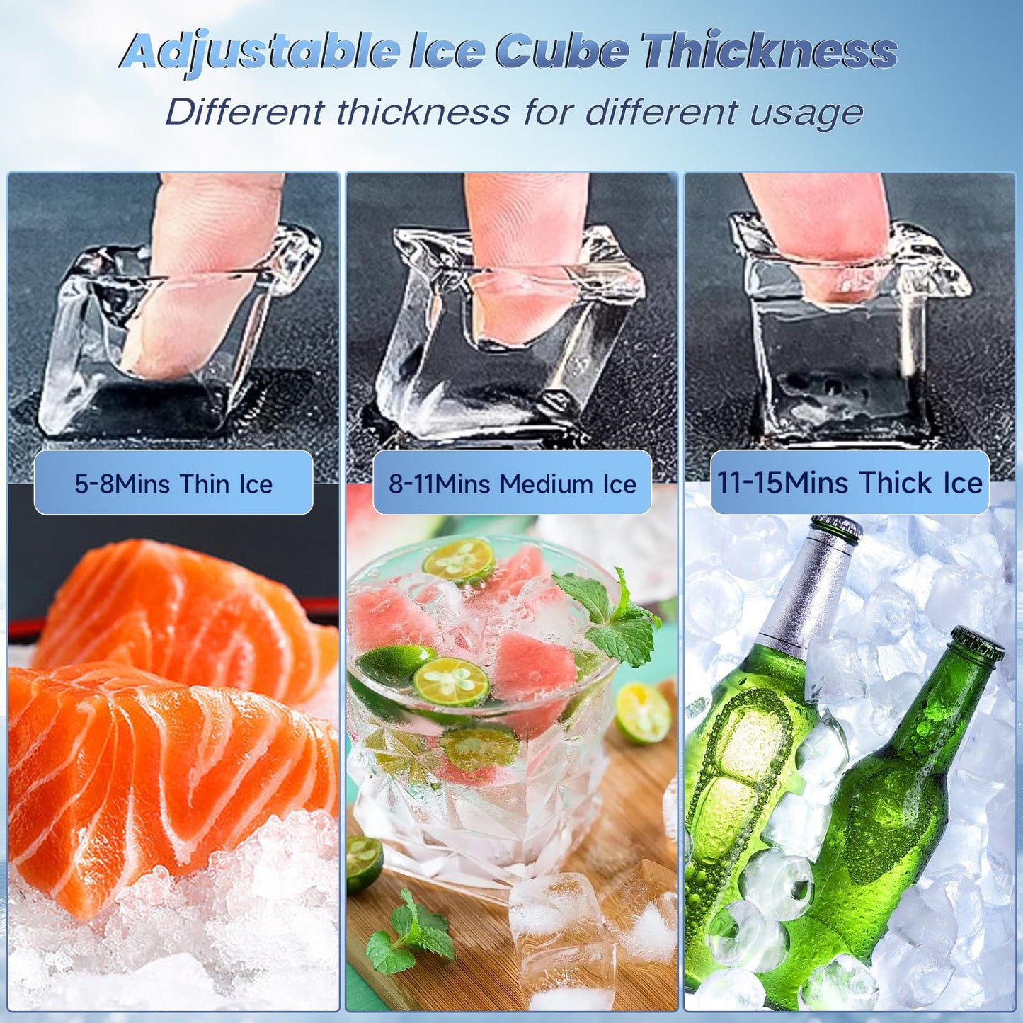 680 LBS/24H Commercial Ice Machine with 560 LBS Storage Bin, Ice Cubes Ready in 5-15 min, Stainless Steel Industrial Ice Maker, Self-Cleaning, Timing Function, Adjustable Ice Thicknesses