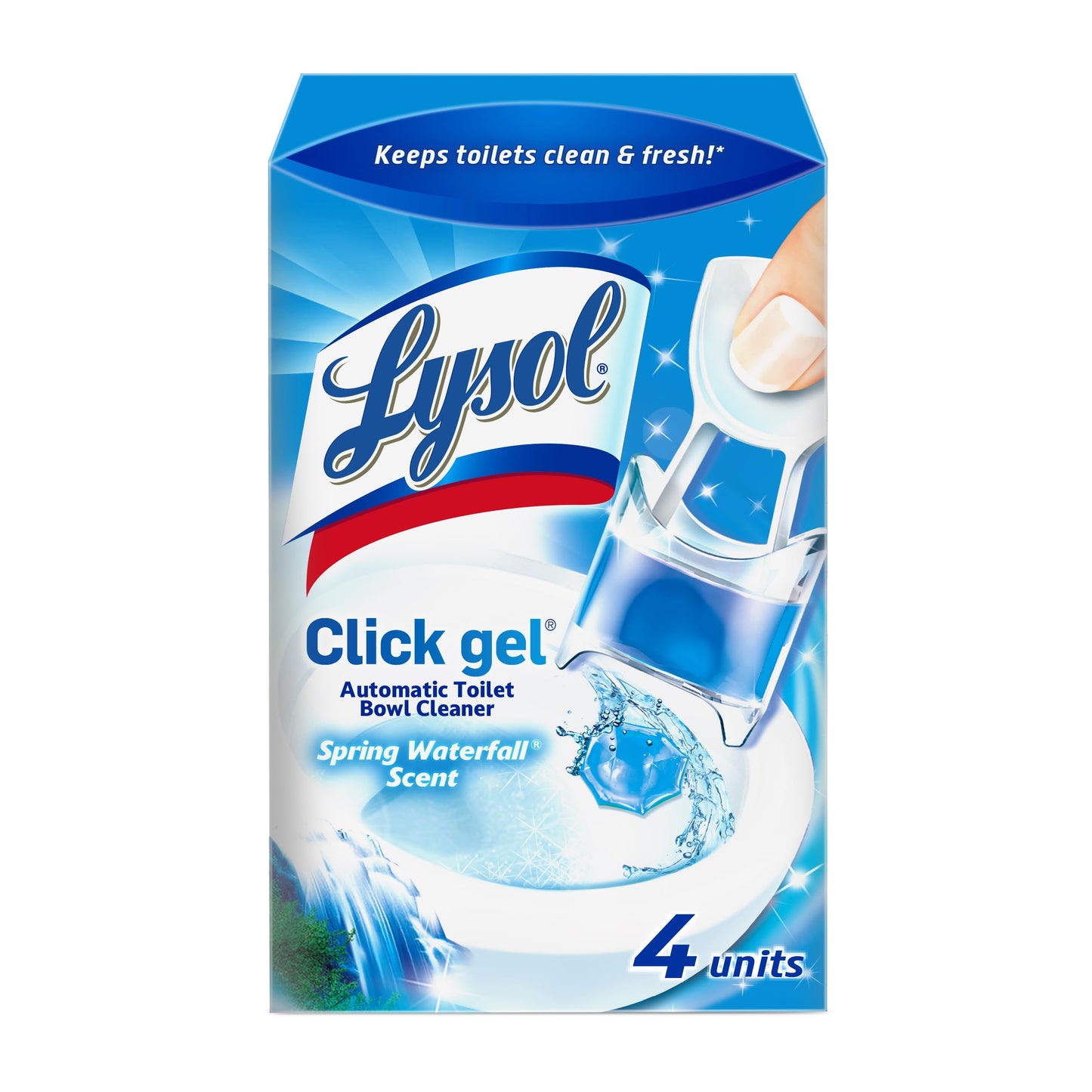 Lysol Click Gel Automatic Toilet Bowl Cleaner, Gel Toilet Bowl Cleaner, for Cleaning and Refreshing, Ocean Fresh, 6 Applicators per Pack