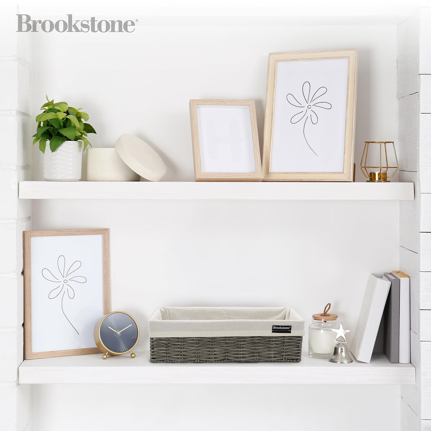 Brookstone Wicker Shelf Storage Basket Decorative Shelf Bin, bathroom organizers and storage, Boho Living Room Decor, Summer Storage 2025 - 2 Pack