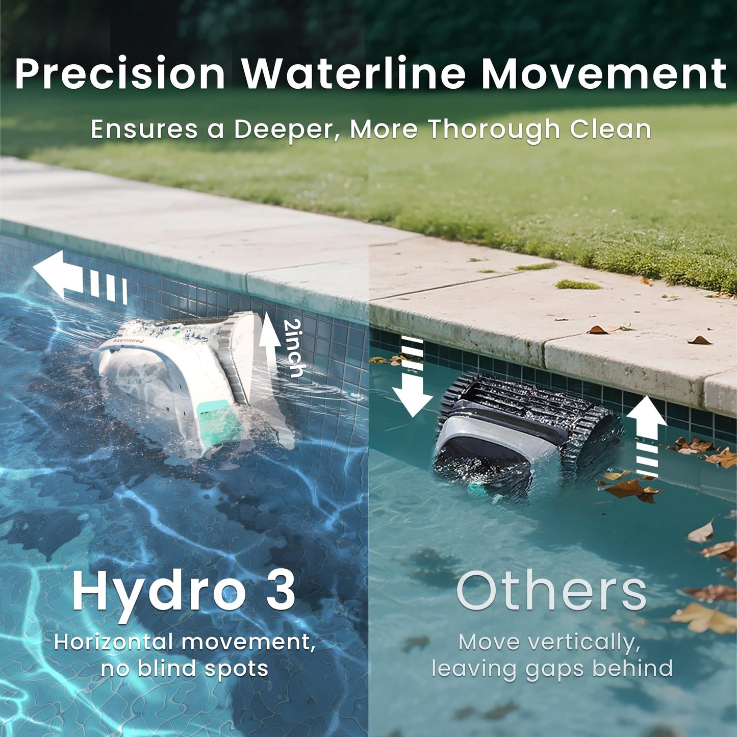 [2026 Version] Hydro3 Cordless Robotic Pool Cleaner, Automatic Pool Vacuum for Inground and Above Ground Pools, Lasts 200 Mins, Floor/Wall/Waterline Cleaning, Dual Inlet, Self-Parking [Green]