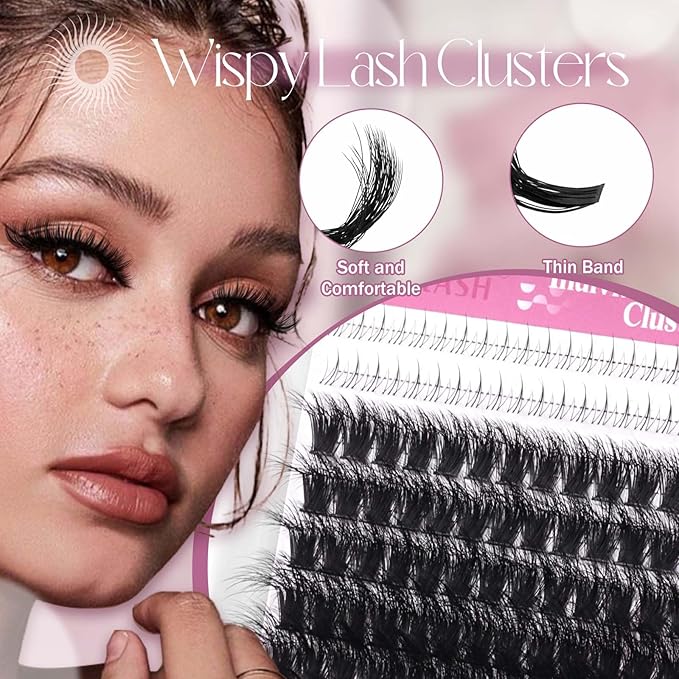 FADLASH Eyelash Extension Kit 100D+200D Lash Clusters with Bottom Lashes DIY Lash Extension Kit Cluster Lashes with Lash Bond and Seal Lash Tweezers Individual Lashes (KIT, 100D+200D-3D-12-18mm)