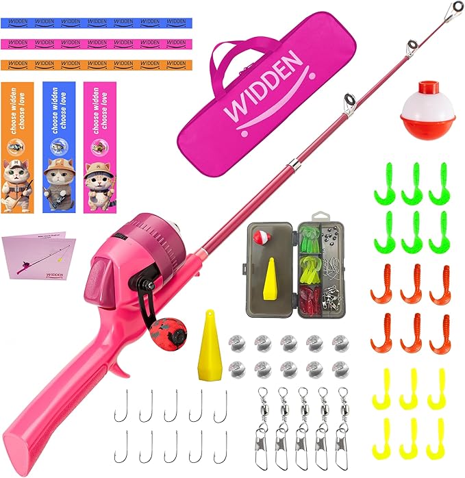 Kids Fishing Pole, Telescopic Fishing Rod, Toddler Collapsible Fishing Rod and Reel Combo with Tackle Box, Fishing Line, B...
