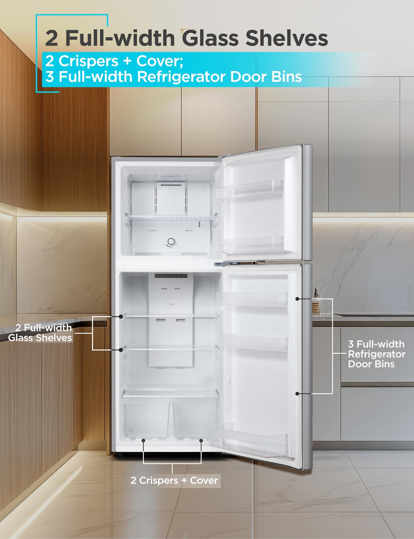BLACK+DECKER 12.1 Cu. Ft. Top Mount Refrigerator with Freezer, 2 Door Refrigerator with Top Freezer and Adjustable Temperature Control, ENERGY STAR, BR1210HS, Stainless Steel Look