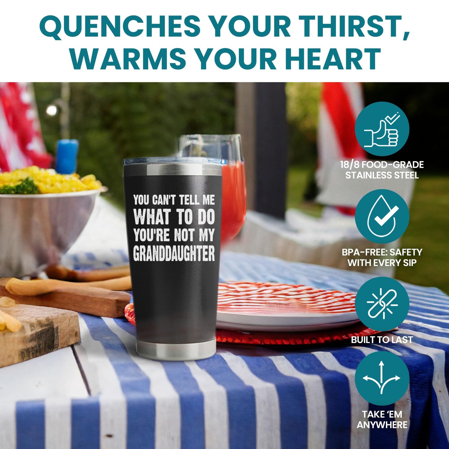 Grandpa Fathers Day Gift from Granddaughter - 20oz Black Tumbler Cool Grandfather Gift Best Presents For Elderly Dad Grandpa Birthday Gifts for Grandfather Birthday Funny Granddad Mug Papa Tumbler