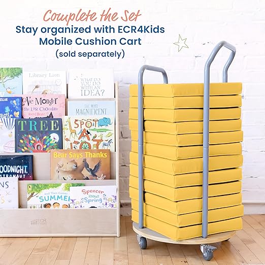 ECR4Kids SoftZone Floor Cushions, Square, Flexible Seating, Yellow, 6-Piece