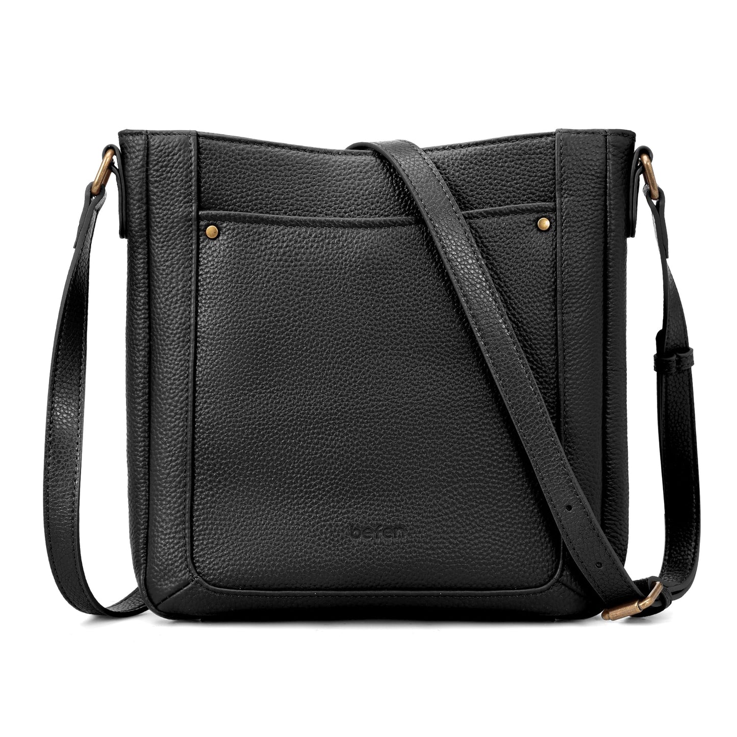 befen Black Genuine Leather Small Crossbody Bags for Women, Womens Cross Body Purse Shoulder Bag Handbags with RFID Blocking Card Slots for Daily & Travel