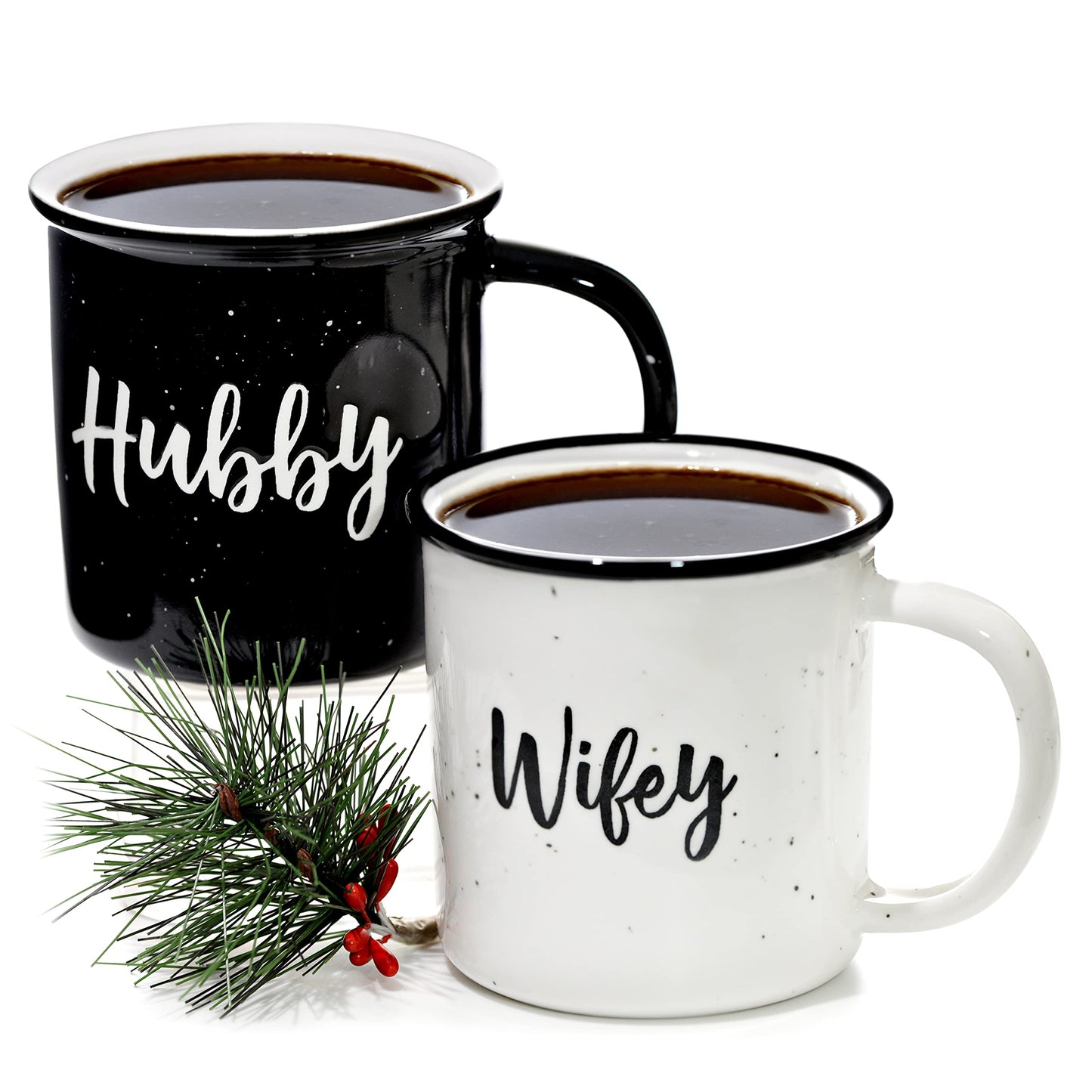 MAINEVENT Wifey Hubby Mugs Set of 2 Coffee Mug 11 Ounce, Husband Wife Gift, His Hers Coffee Cup