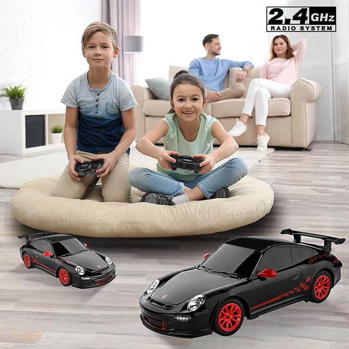BEZGAR Porsche Remote Control Car - Officially Licensed Porsche 911 GT3 RS Toy Car 1:24 Porsche RC Car Model Vehicle Gift for Boys,Girls,Teens and Adults (39900 Black)