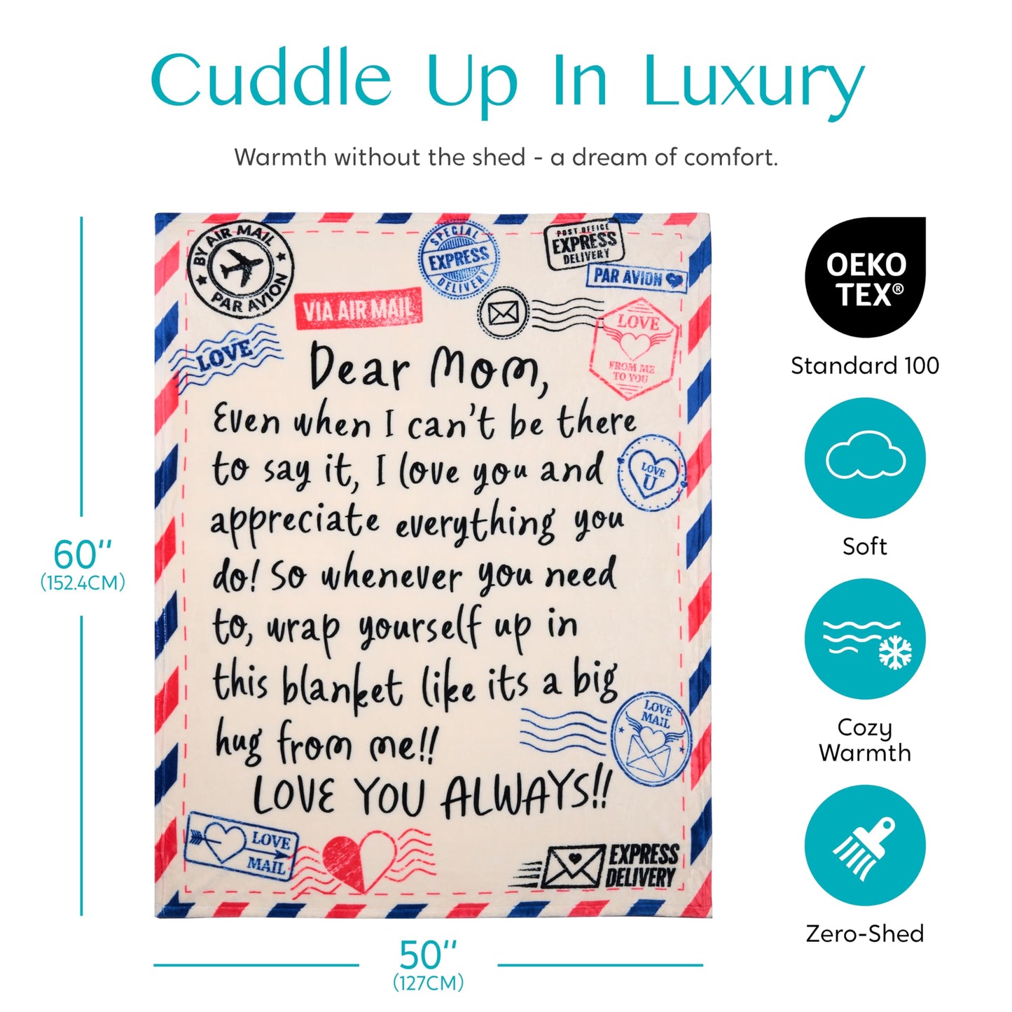 Joiedomi Birthday Gifts for Mom Soft Flannel Mom Blanket for Women Wife Grandma Mothers Day Anniversary Present from Daughter Son 50" x 60" Ivory White
