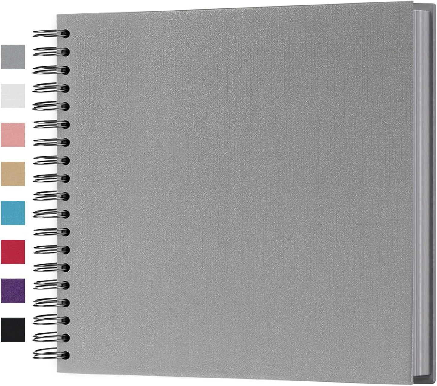 potricher 10 x 10 Inch DIY Scrapbook Photo Album 80 Pages Thick Kraft Blank Gray Paper Memory Book for Wedding and Anniversary Family (Gray, 10 Inch)