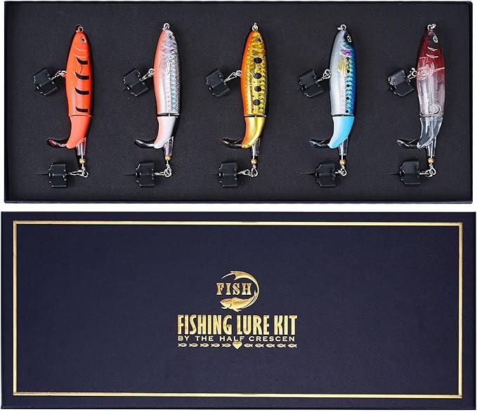 5PCS Glide Bait Set for Fisher Adult Men Teen Boys, Freshwater and Saltwater Fishing Lures Kit for 2025 Xmas Surprise Gift