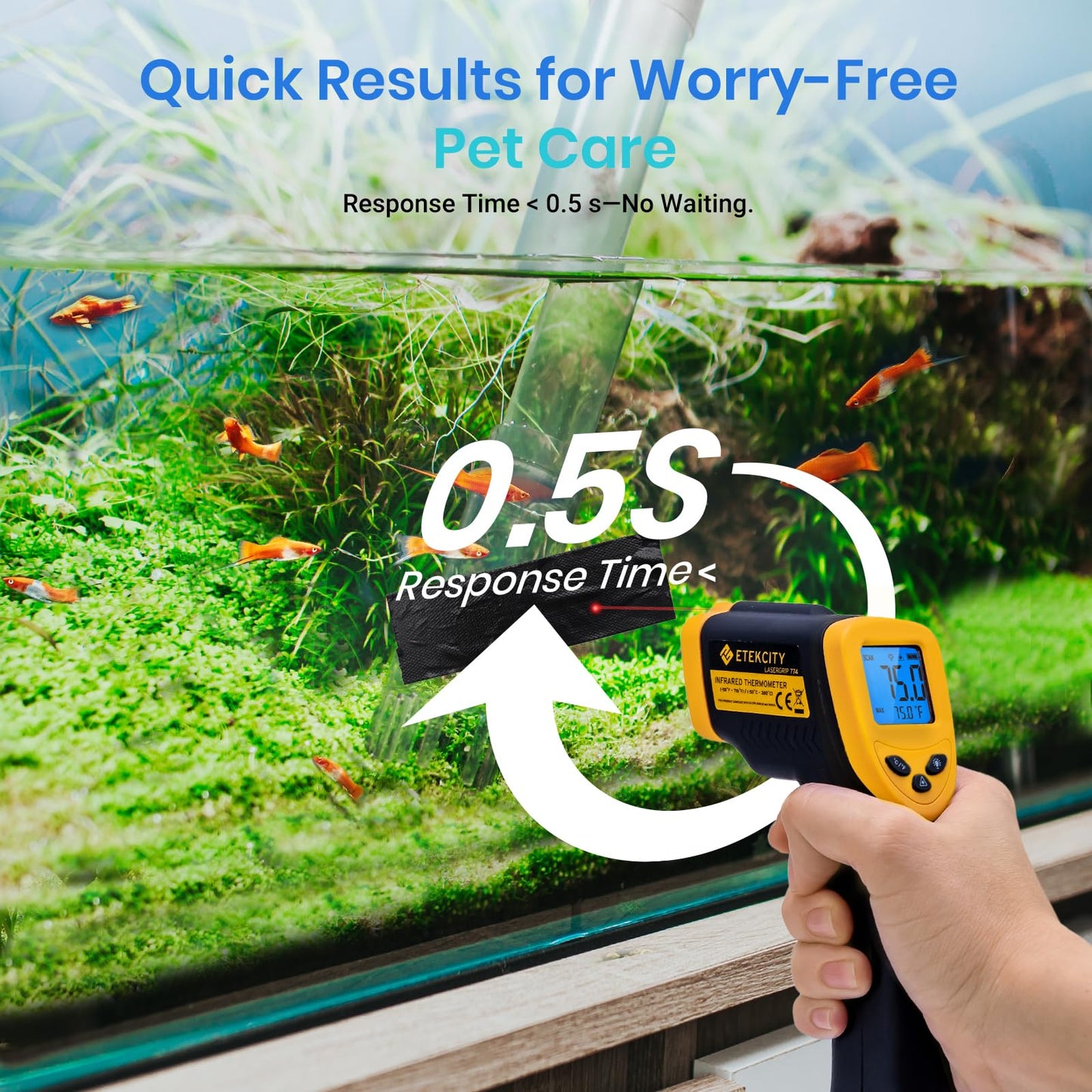 Etekcity Infrared Thermometer Laser Temperature Gun 1080, -58°F~ 1130°F for Meat Food Candy Pizza Oven, Heat Gun for Cooking, Kitchen, Fridge, Reptile, BBQ, HAVC, Adjustable Emissivity & Max Measure