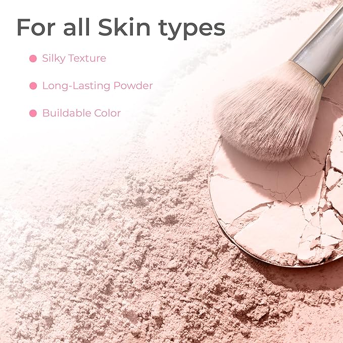 16pc Beginner Mineral Makeup STARTER KIT with 10 BRUSHES(5gm)Sample Size Foundation, Primer, Blush, Bronzer, Setting Powder for Learning, Occasional Use,First Time Users, Travel Size Kit(Pink Bisque)