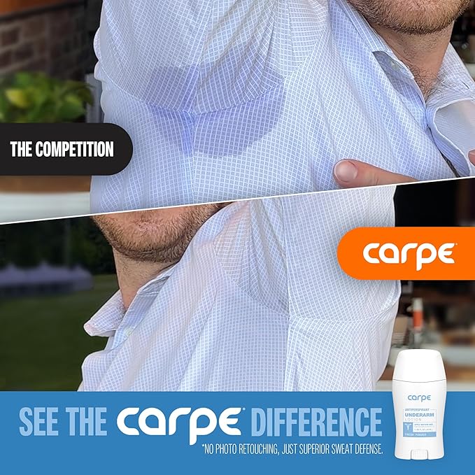 Carpe Underarm Antiperspirant and Deodorant, Clinical strength with Fresh Powder scent, Combat excessive sweating Stay fresh and dry, Great for hyperhidrosis (Pack of 3)