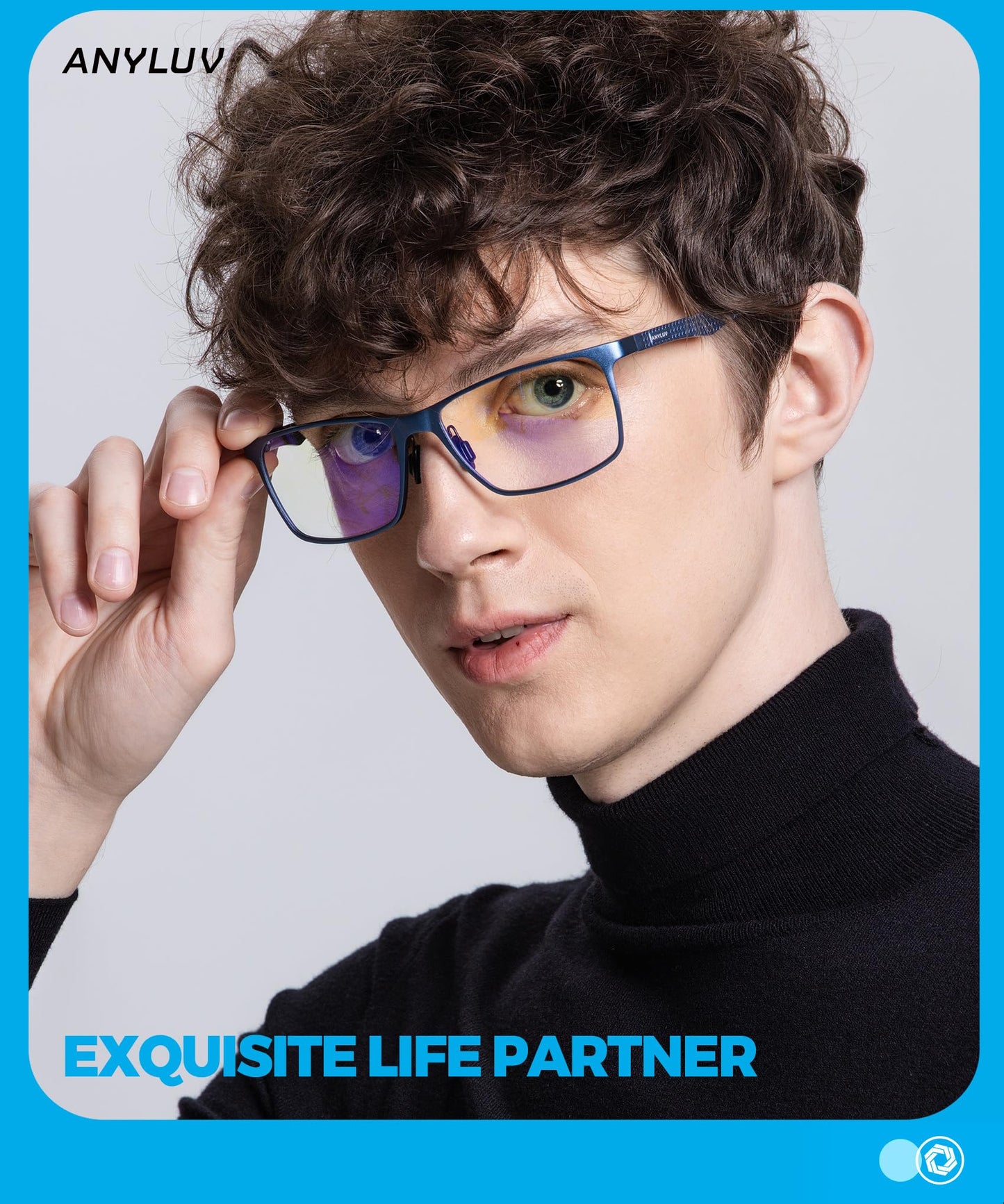 ANYLUV Blue Light Glasses Men/Women, Al-Mg Working Blue Light Blocking Glasses, Relieve Eyestrain Eye Protection-Black