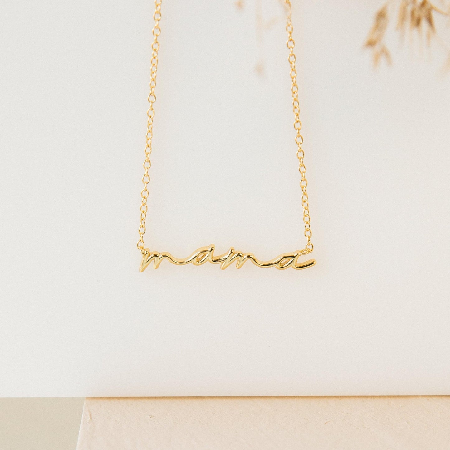 Dainty Small Mama Necklaces for Women - 18K Gold Plated Mom Chain Pendant Necklace for Mother's Day Gifts for New Mom Gifts