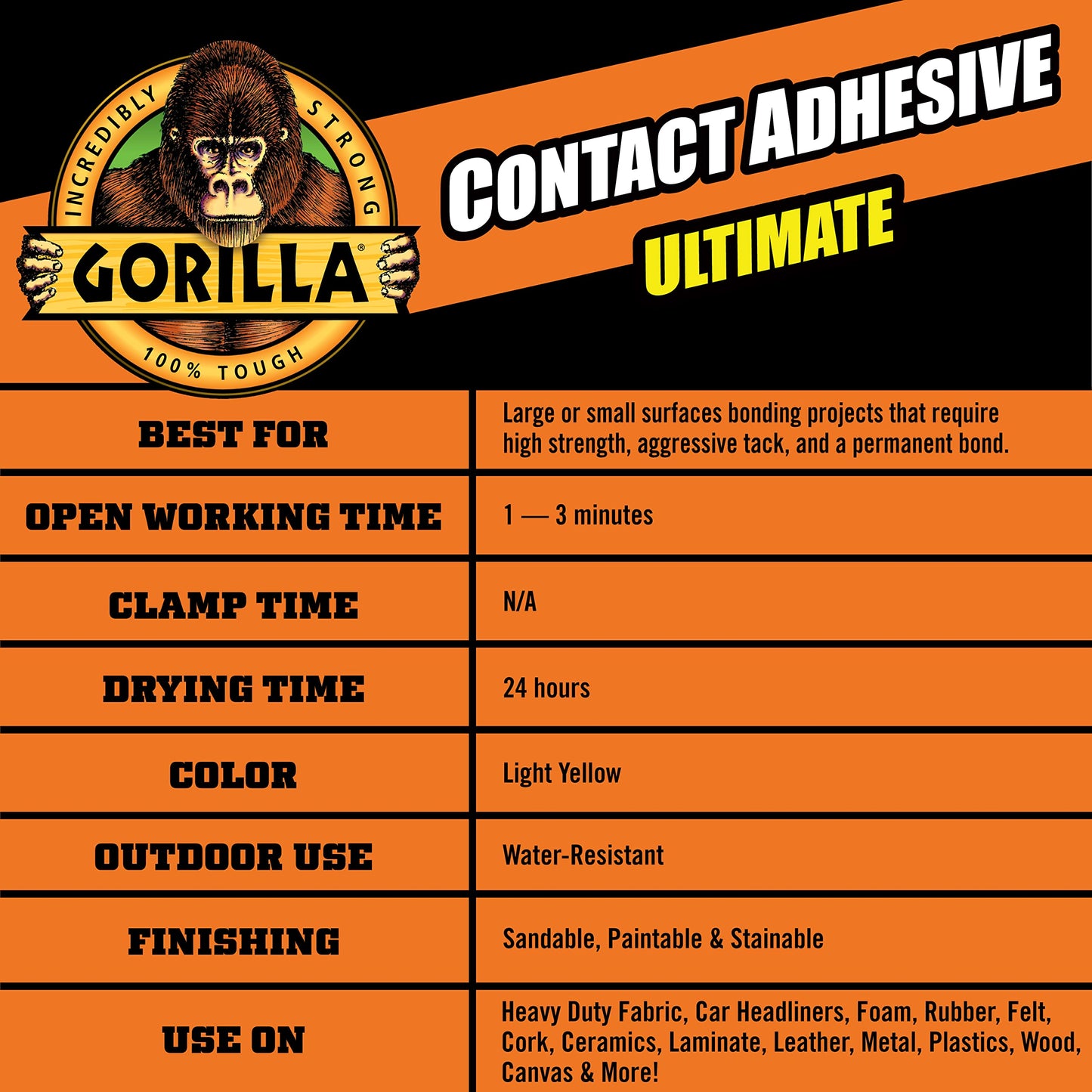 Gorilla Contact Adhesive Ultimate, 12.2oz Web Spray Adhesive, White, (Pack of 1)