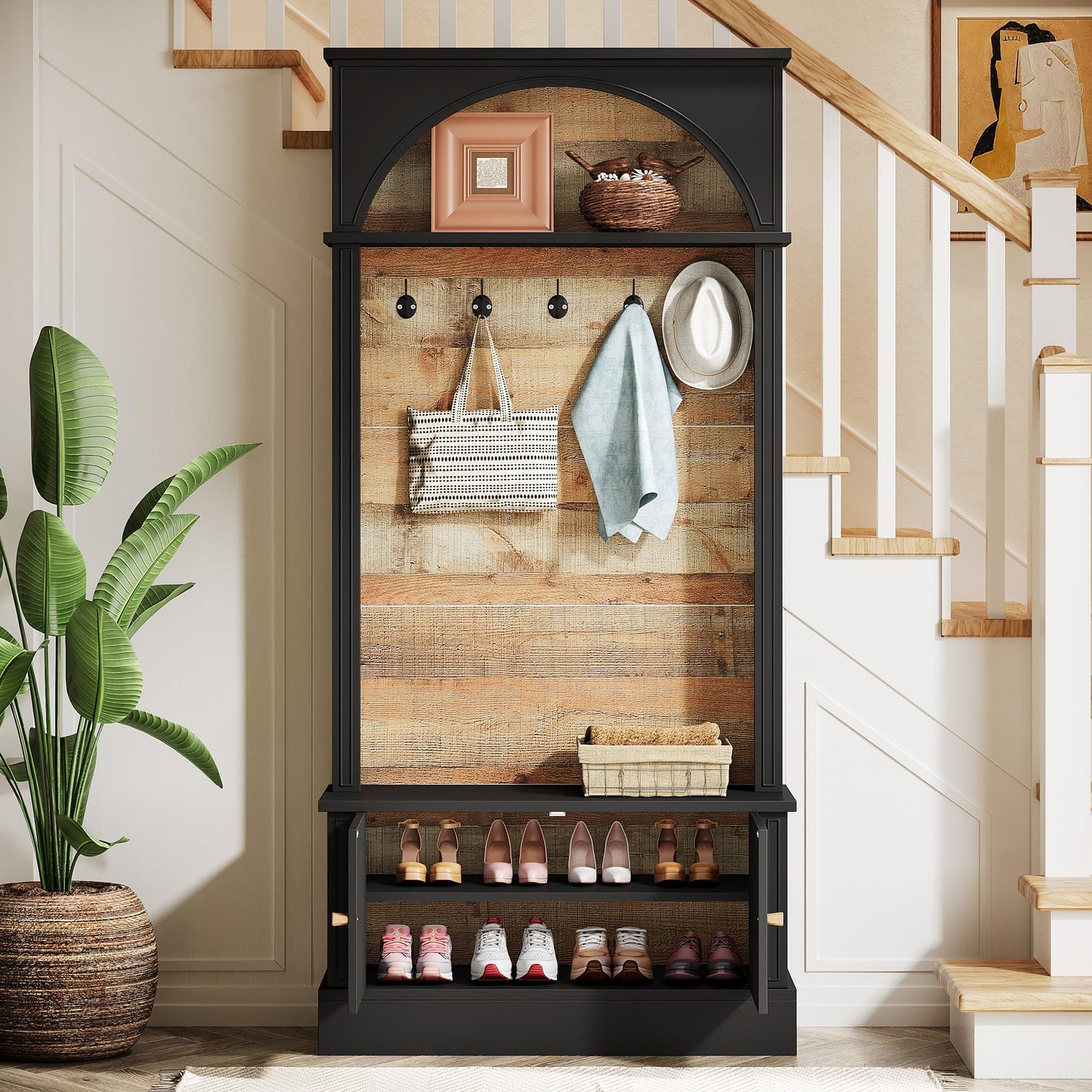 Tribesigns Hall Tree with Bench and Shoe Storage, 4-in-1 Design Entryway Bench with Coat Rack, 70.86" Tall Mudroom Rack with 5 Double Hooks and Adjustable Shelf for Hallway