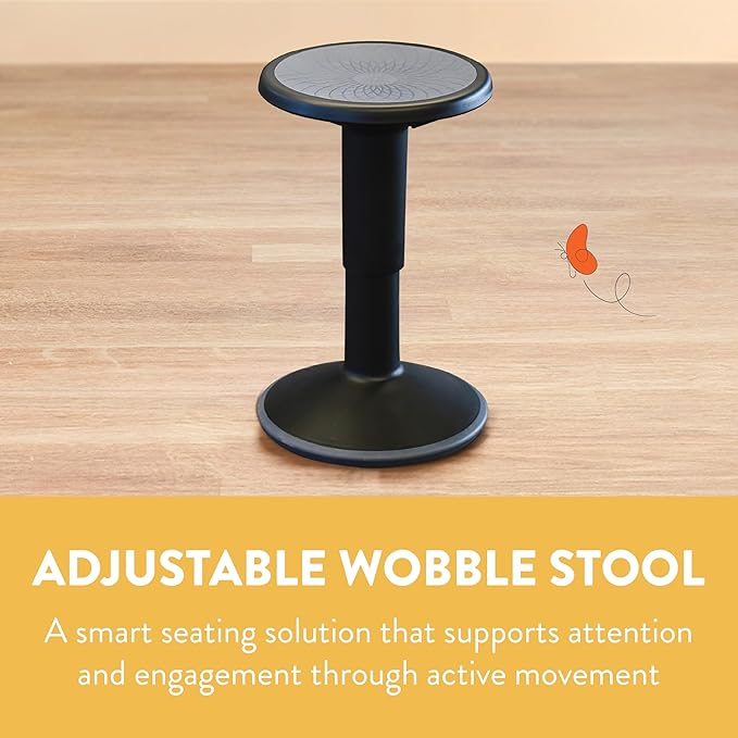 Back2School Express Adjustable Wobble Stool, Flexible Seating, Black