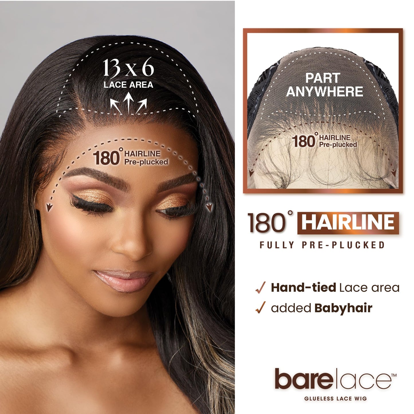 Sensationnel Bare Lace 13X6 Wigs - Unit 9 Lacefrontal Glueless Synthetic 180 Degree Preplucked Hairline (CHOCOLATECOPPER)