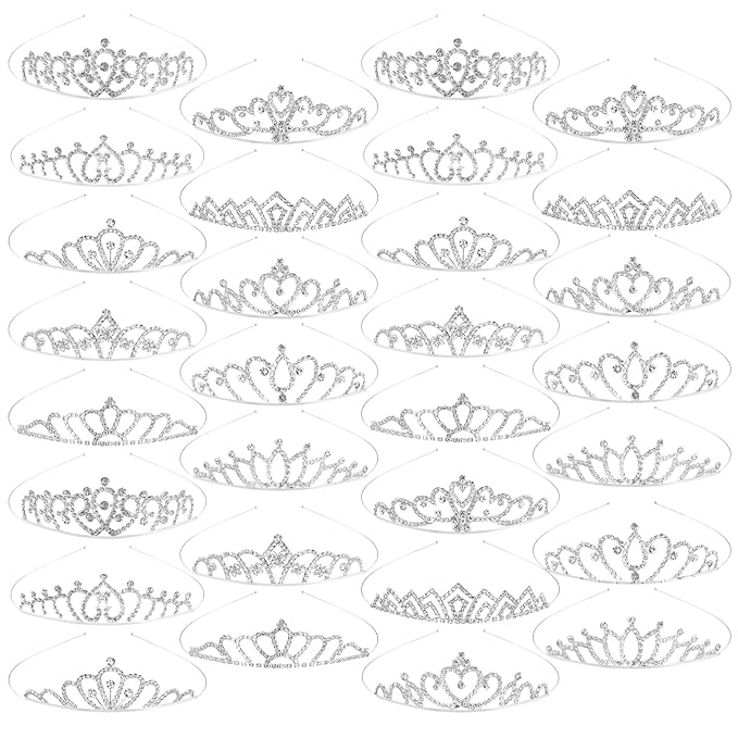 TOBATOBA 30Pcs Tiaras for Women Sparkling Rhinestone Tiaras Bulk Set Headband Princess Crowns for Women for Birthday Party...