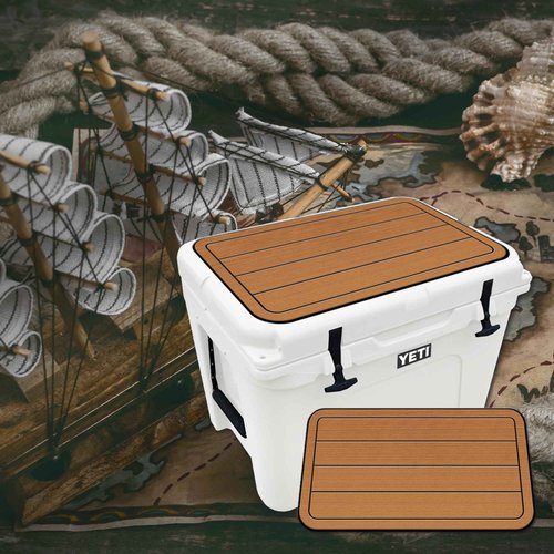 USATuff SeaDek EVA Mat Cooler Pad fits YETI 45 Tundra | Peel & Stick Application | Non Slip Comfort Accessories - Teak Lines (Mocha-Black)
