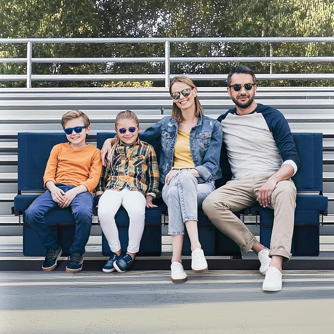 Aliphon Stadium Seat for Bleachers with Back Support and Cushion, Bleacher Seats with Shoulder Strap and Cup Holder, Padded Portable Folding Comfort Stadium Chair, for Sports Events, Navy Blue (1pcs)