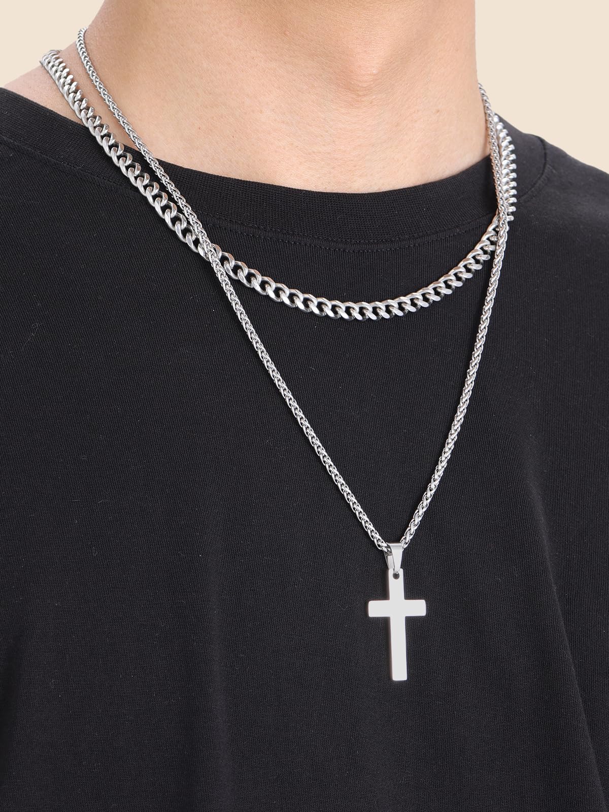 Supcare Mens Chain Necklaces 6mm Hypoallergenic Silver Cuban Link Chain for Men Boyfriend Birthday Gifts to My Man Promise Necklace Waterproof Stainless Steel Necklaces