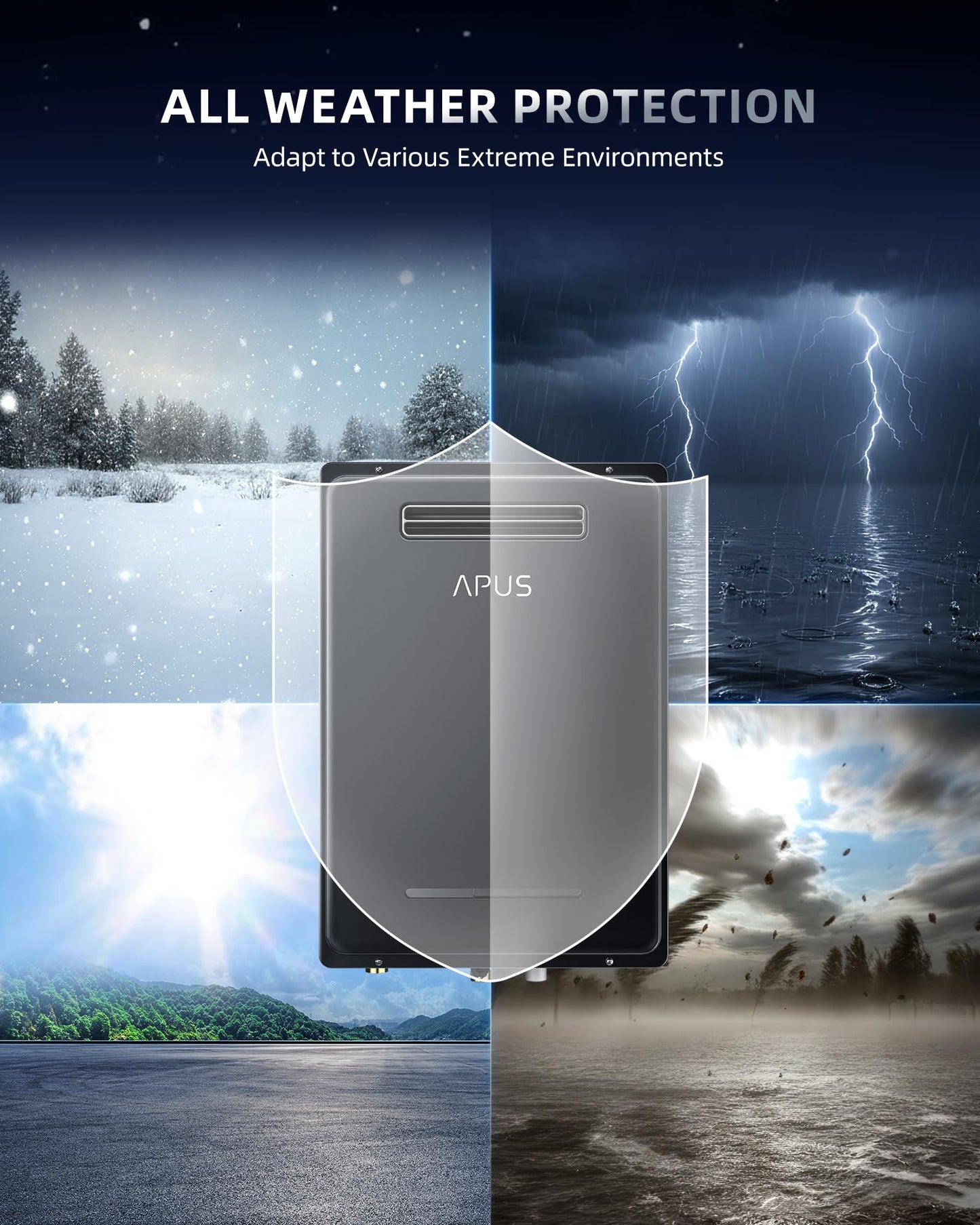 APUS 190,000 BTU Outdoor Tankless Water Heater, 8.1 GPM Propane Instant Hot Water Heater with WiFi & Remote Control, High Efficiency for Supports 5 Outlets