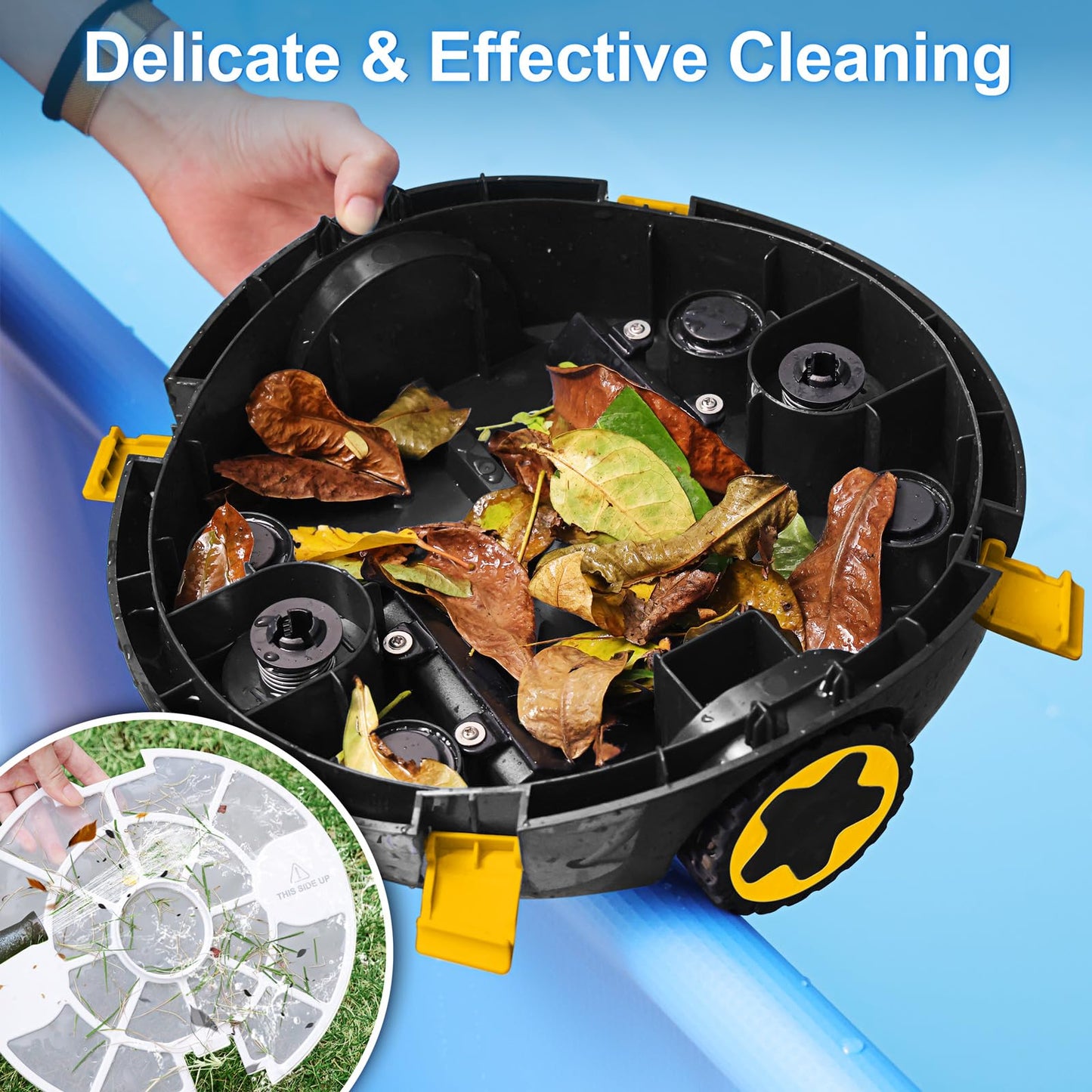 EZIOOV Robotic Pool Cleaner, Cordless Pool Vacuum for Above Ground & Inground Flat Pools with Dual Motors, 130 Min Runtime, Auto-Parking, Powerful Pool Vacuum Robot for Up to 1200 Sq.Ft