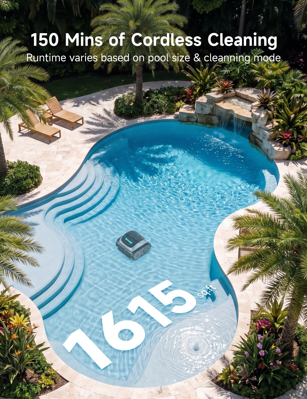(2026 Upgrade) WYBOT C1 Cordless Robotic Pool Cleaner, 4-in-1 Pool Vacuum for Inground Pools & Above Ground Pool Up to 150 Mins Runtime, Power Suction with Smart Navigation & APP Control, Lake Green