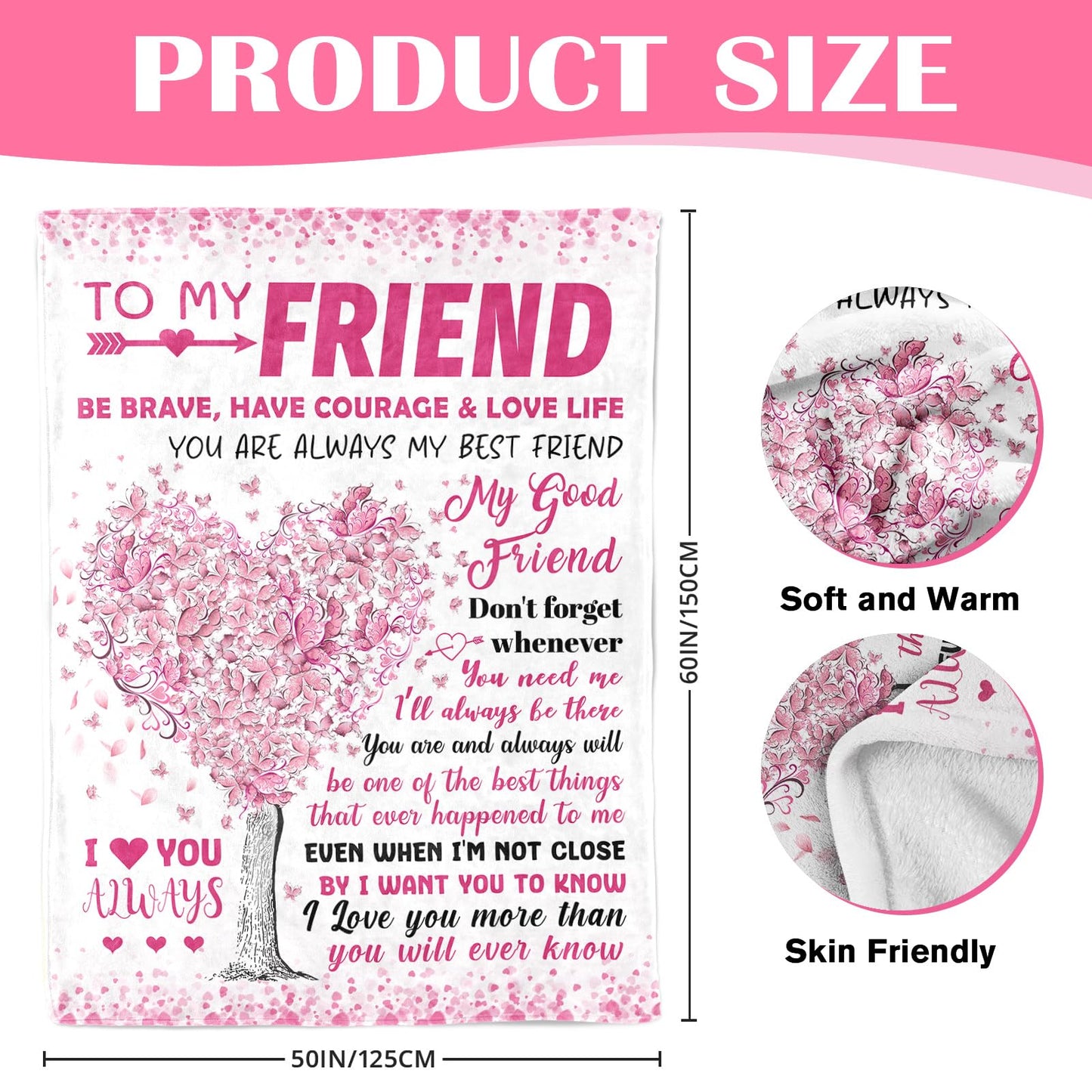 YPURTSD Best Friend Bestie Gifts for Women - Best Friend Birthday Gifts - Friendship Presents for Women - Long Distance BFF Presents - BFF Christmas Mothers Day Valentines Day Blanket 50"X60"