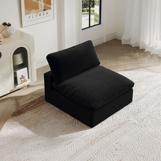 Intuition Decor Modular Sectional Sofa,1-Seater Extra Comfty Deep-Seat-Filled Couch,Modern Couches for Living Room, Apartment,Office,Small Space,Black