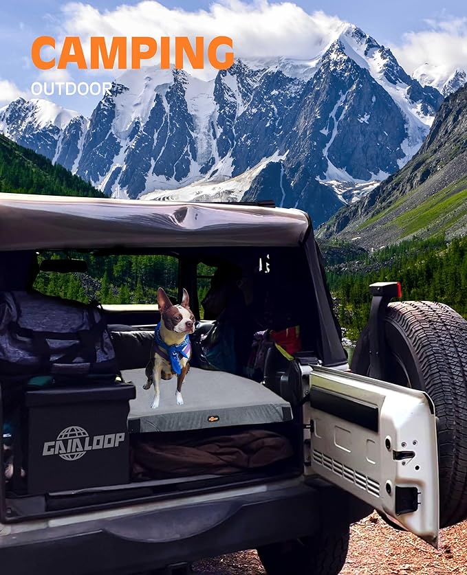 GAIALOOP 4 INCH Extra Thick Memory Foam Camping Mattress, 30D Foam Camp Pad for Car Tent Cot, Roll Up Mattress for Guests Sleepovers RV Truck Camper