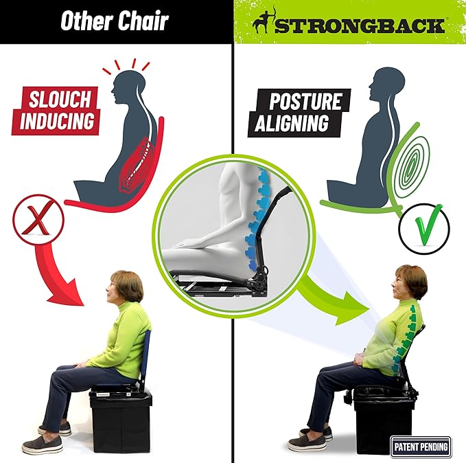 STRONGBACK Lumbar Support Stadium Seat for Bleachers – Ergonomic Chair with Back Support for Adults & All-Day Comfort
